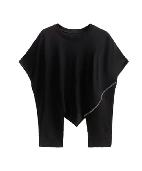 Asymmetric Hem Diagonal Cut T-Shirt